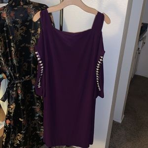 Women’s purple dress with open sleeve detail 2X